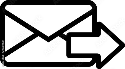Email envelope with right arrow icon isolated on transparent background