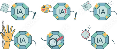 Photography Set de 6 icônes / illustrations vectorielles sur l’intelligence artificielle (IA