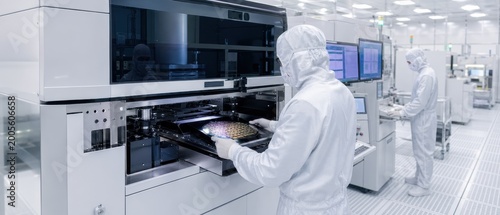 Engineer lithography machine microchip silicon wafer