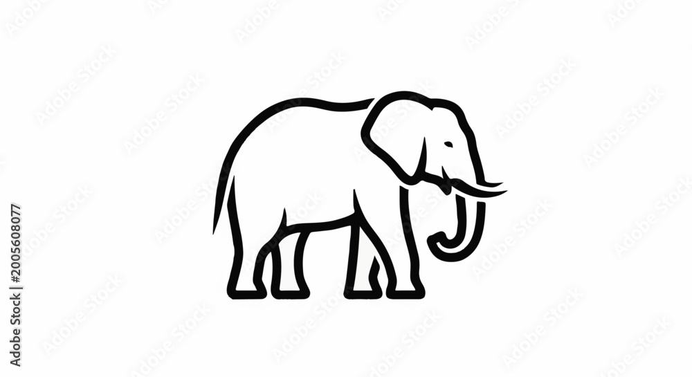 Fototapeta premium Stylized line art of a large elephant with tusks