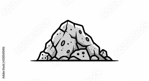 Stylized heap of rough gray stones with a black outline