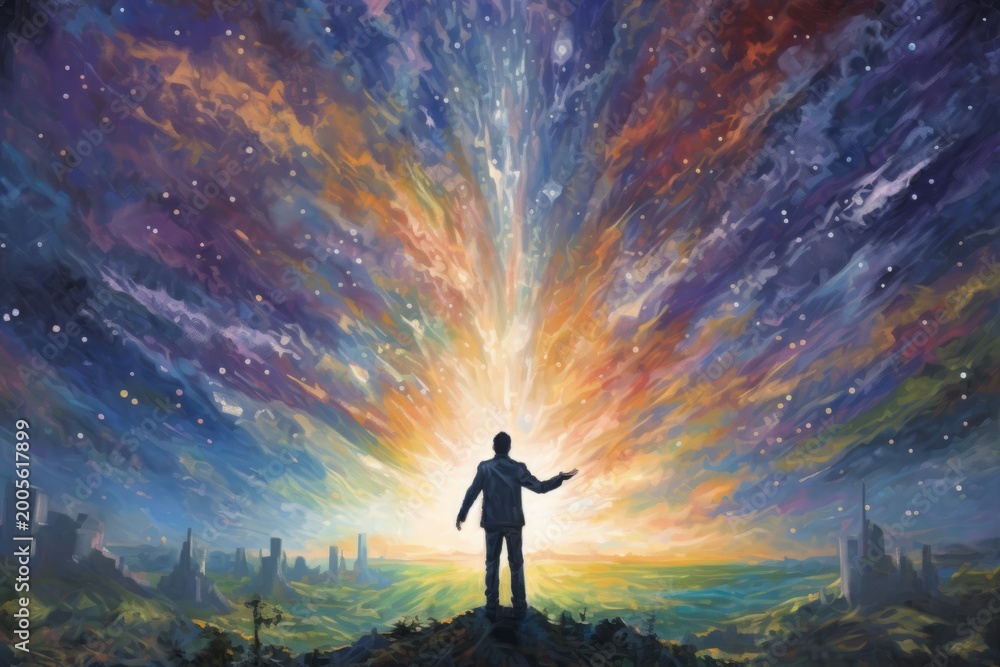 Fototapeta premium Touch of God spiritual light concept