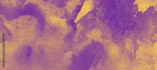 Obraz na plátně Abstract background bright watercolor painting purple gold combination, vibrant