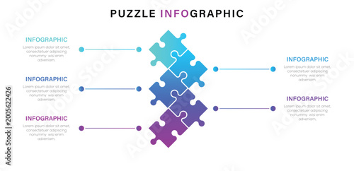 Modern Puzzle infographic template. puzzle infographic design with 5 step. Business concept for graphs, charts, diagrams. Vector illustration.