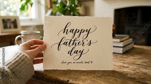 Happy father's day card celebrating dad with heartfelt wishes and calligraphy