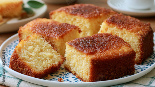 Homemade Semolina Cake on Rustic Kitchen Table
