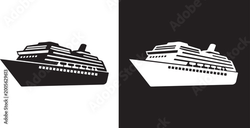 Tableau sur toile Ferry ship icon vector for passenger transportation and ocean travel illustratio