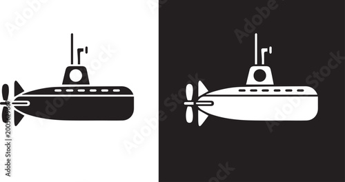 Fotografie Black submarine icon vector illustration