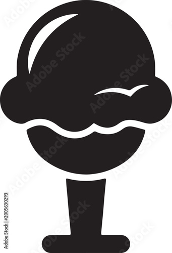 Bild auf Leinwand Ice cream icon with shadow, sweet and tasty ice cream in cup vector