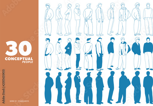 Conceptual outlin young boys illustration