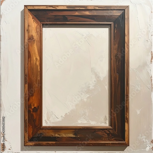 Rustic wooden frame with textured off-white canvas background