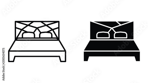 Fotografie Minimalist bed with and without black bedding