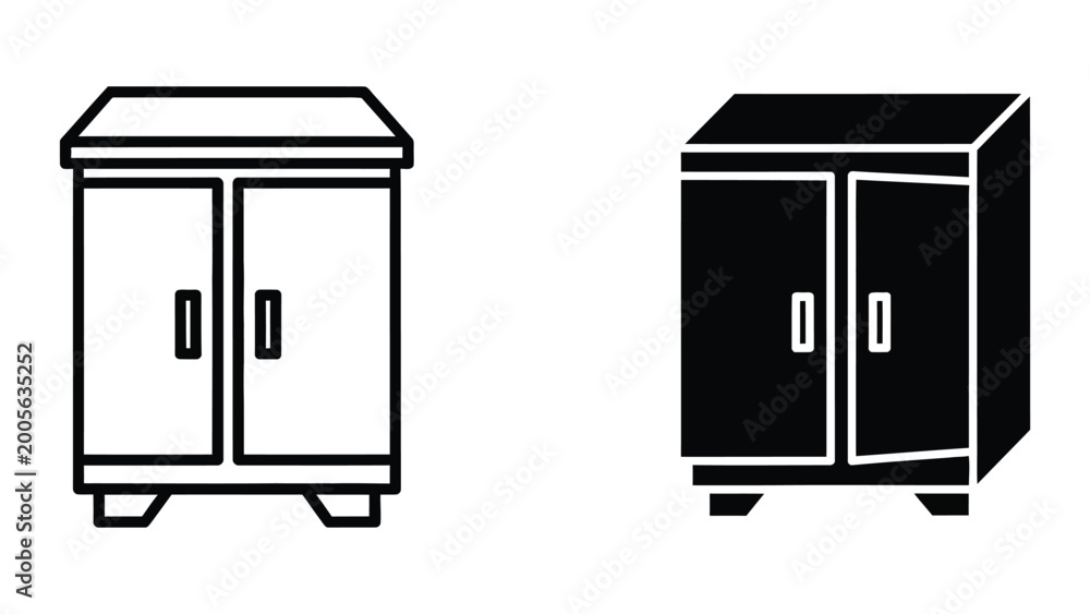 Fototapeta premium Minimalist double-door storage cabinet with feet