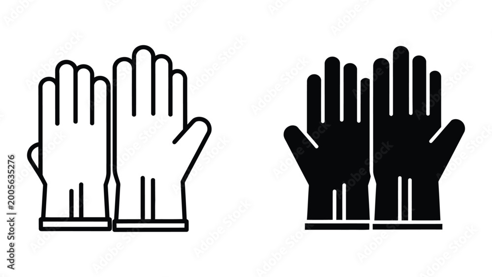 Fototapeta premium Black and white gloves icon with fingers spread