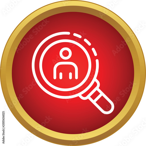 Magnifying glass and profile icon representing human resource search