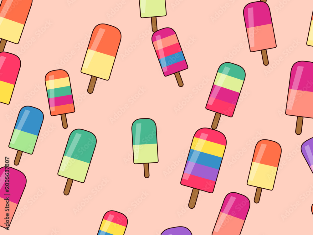 Obraz premium Bright Ice Pop Pattern Frozen Summer Backdrop