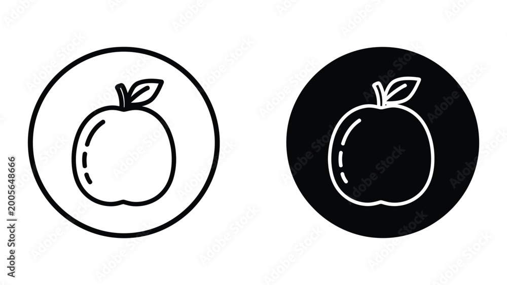 Obraz premium Minimal apple icon with positive and negative circle background