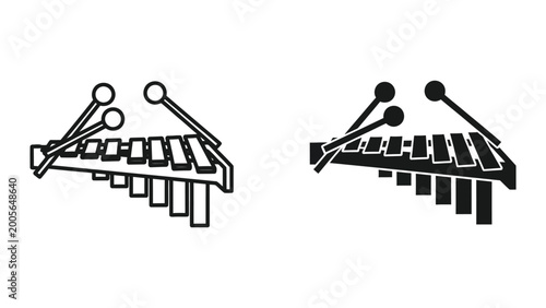 Foto Marimba and xylophone musical instruments comparison illustration
