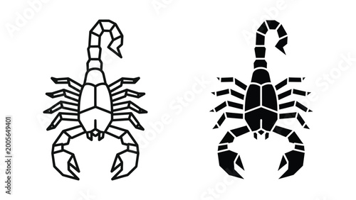Bilde på lerret Black and white scorpion vector illustration