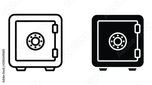 Canvas Print Two secure bank deposit boxes with combination locks