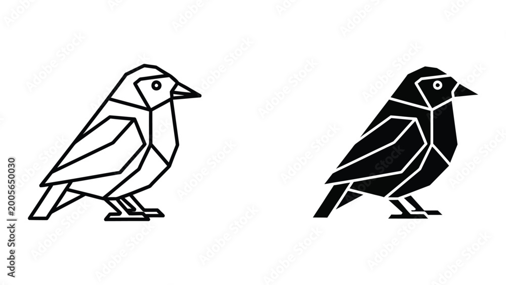 Fototapeta premium Two stylized birds perched side by side