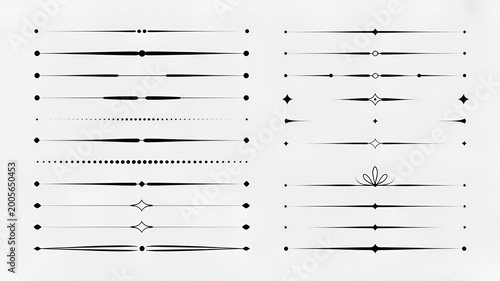 Fotografie Collection of various black line and dot decorative elements for design on isola