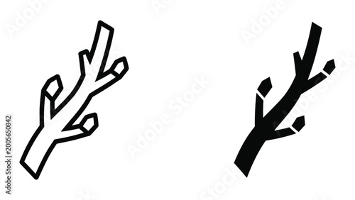 Fotografía Minimalistic tree branch vector icon with leaves