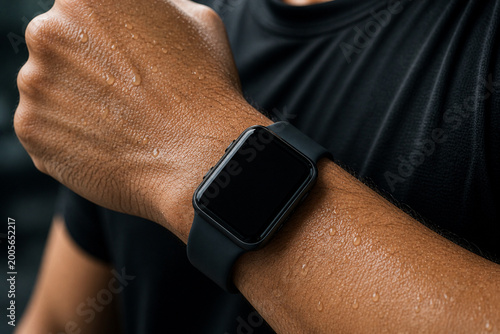Male Athlete Wearing Smartwatch Fitness and Health Monitoring
