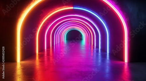 Futuristic Neon Light Trails Abstract Background, Blue Pink Glowing Lines Motion, Cyberpunk Speed Flow, Digital Technology Wave Design
