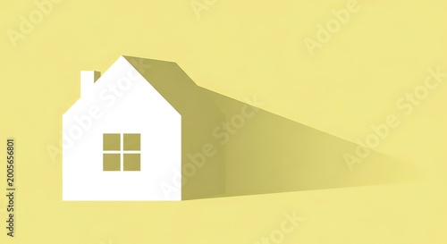Modern Minimalist House Design with Shadow Play, Indoor Concept, Yellow Background, Creative Photography