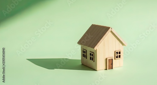 Home Model Showcase, Miniature House, Studio Environment, Photography, Soft Lighting, Close-Up View, Minimalist Design