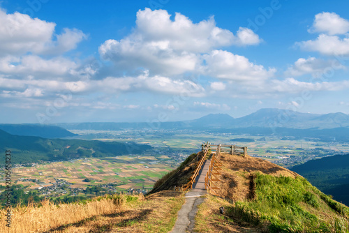 mount Aso volcanic caldera from Nishiyunouraenchi Observatory, Kumamoto