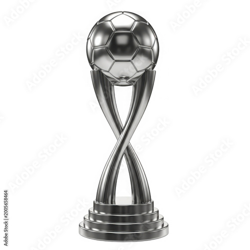 Soccer trophy with a ball design for awards on transparent background