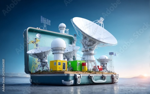 Satellite Equipment in a Creative Space Observatory Model Inside a Suitcase