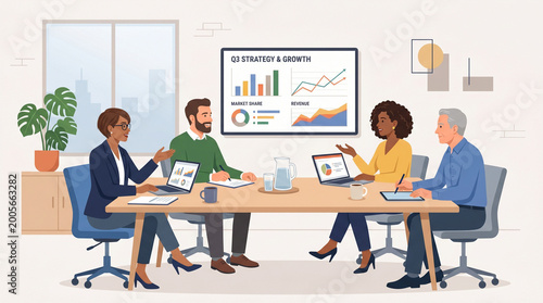 Modern Business Team Meeting Illustration