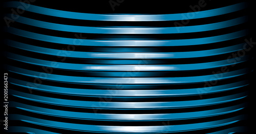 Abstract Blue Wave Lines Background Futuristic Glowing Curved Stripes on Black
