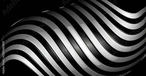 Abstract Blue Wave Lines Background Futuristic Glowing Curved Stripes on Black