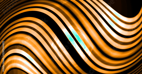 Abstract Blue Wave Lines Background Futuristic Glowing Curved Stripes on Black