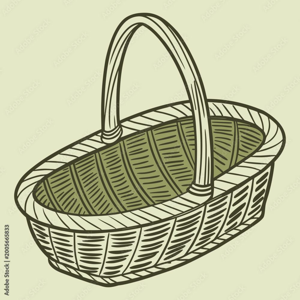 Obraz premium A wicker basket with handle