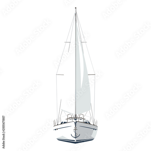 фотографія Sailboat with tall mast on calm water