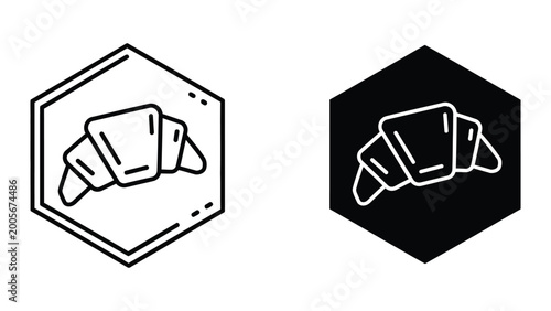 Foto Croissant pastry icon in hexagon frame