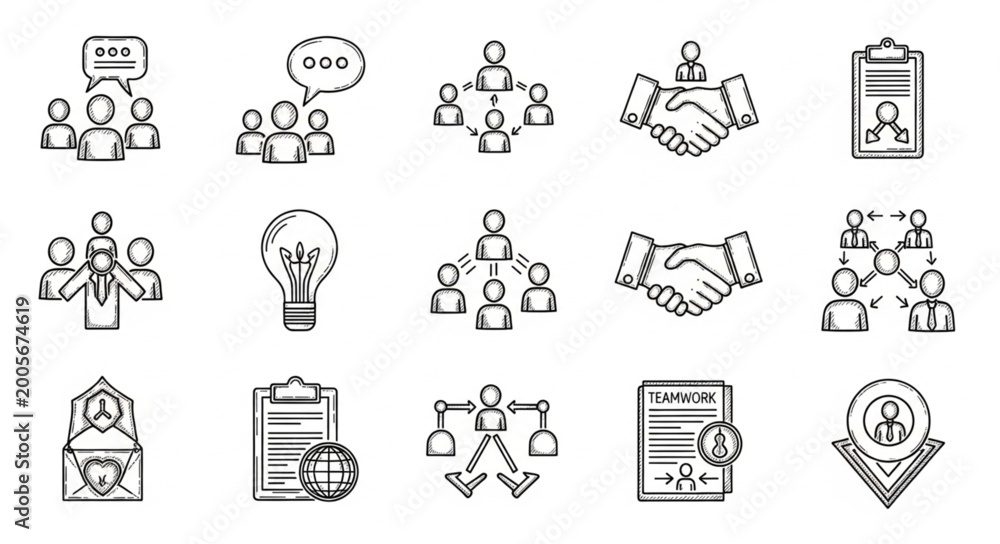 Fototapeta premium Collection of Business and Teamwork Related Icons.