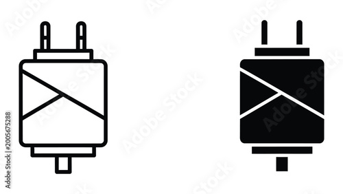 Konstfotografi Black and white power adapter icons with crossed lines