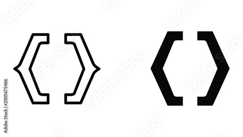 Bild auf Leinwand Minimalist curved bracket icon set in black and white