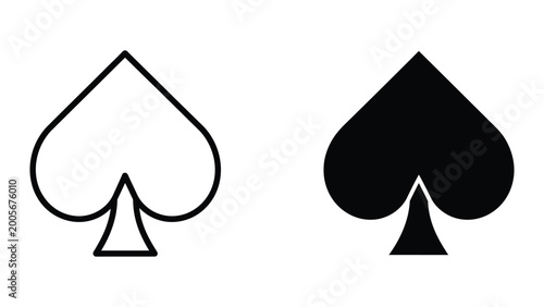 Obraz na plátně Black and white spade card symbol with outline style