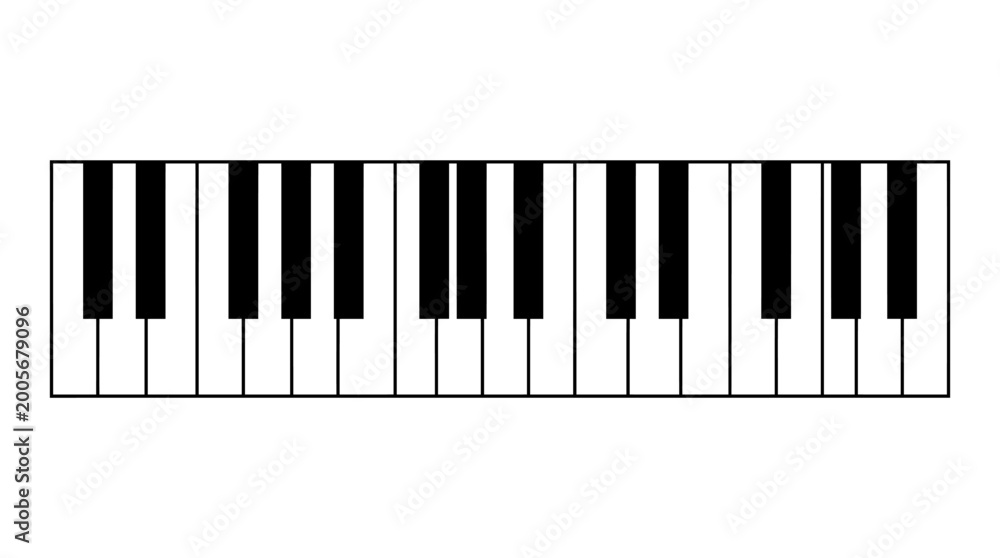 Fototapeta premium A standard piano keyboard layout with black and white keys