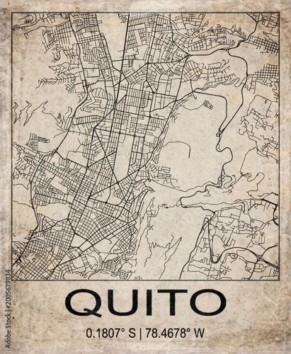 Quito Ecuador Retro Minimalist City Map Poster