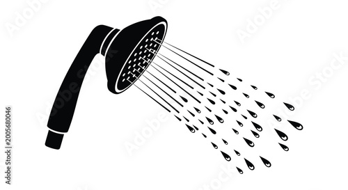 shower head with flowing water silhouette high quality professional detailed modern elegant stylish clean crisp vibrant colorful digital