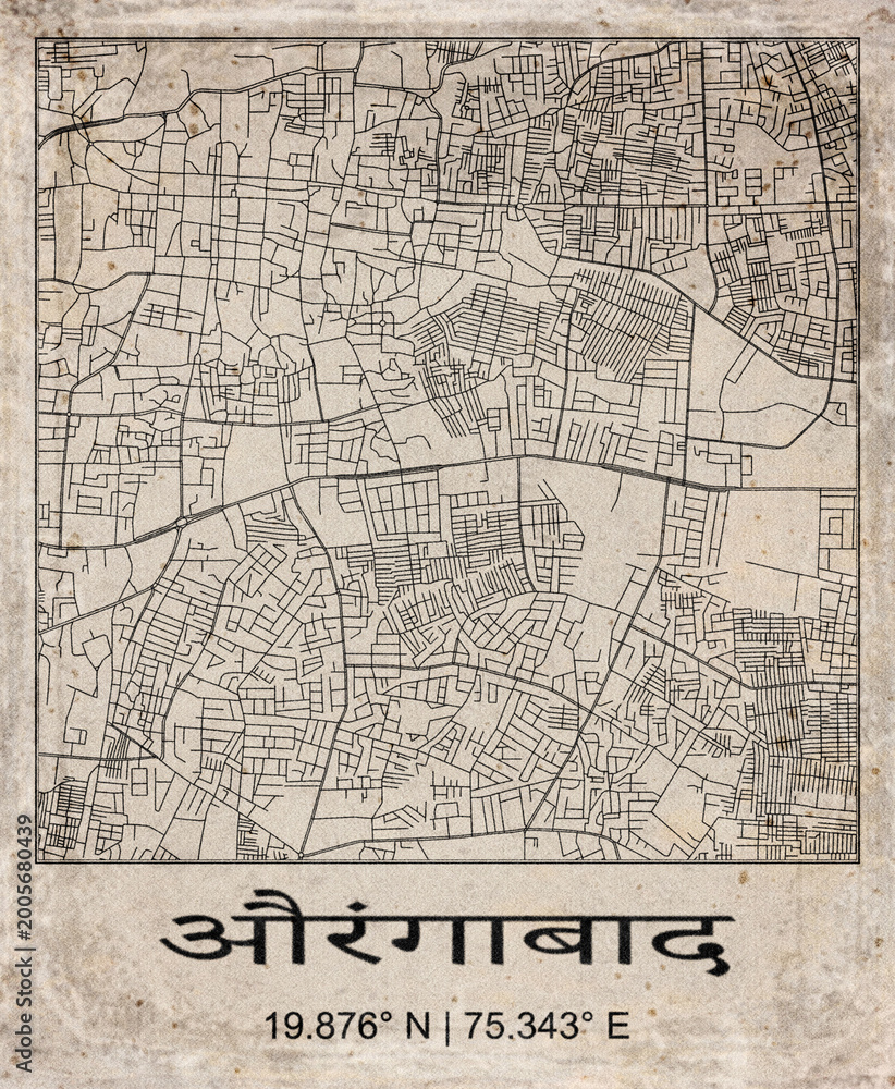 Fototapeta premium Aurangabad India Retro Minimalist City Map Poster