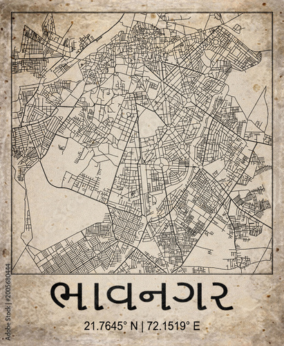 Принти на полотні Bhavnagar India Retro Minimalist City Map Poster